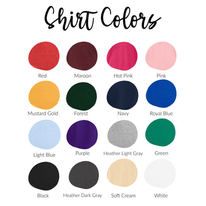 the color chart for the shirt colors