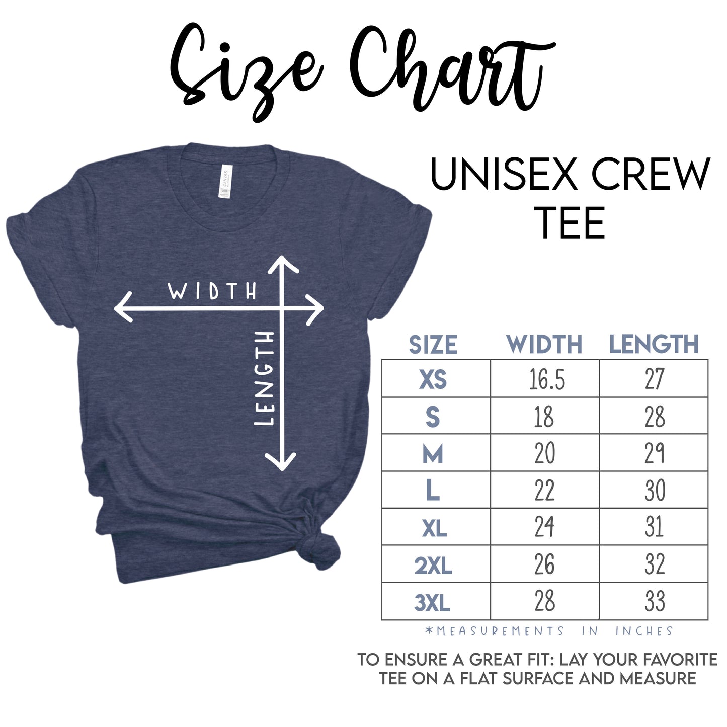the size chart for a t - shirt with the measurements