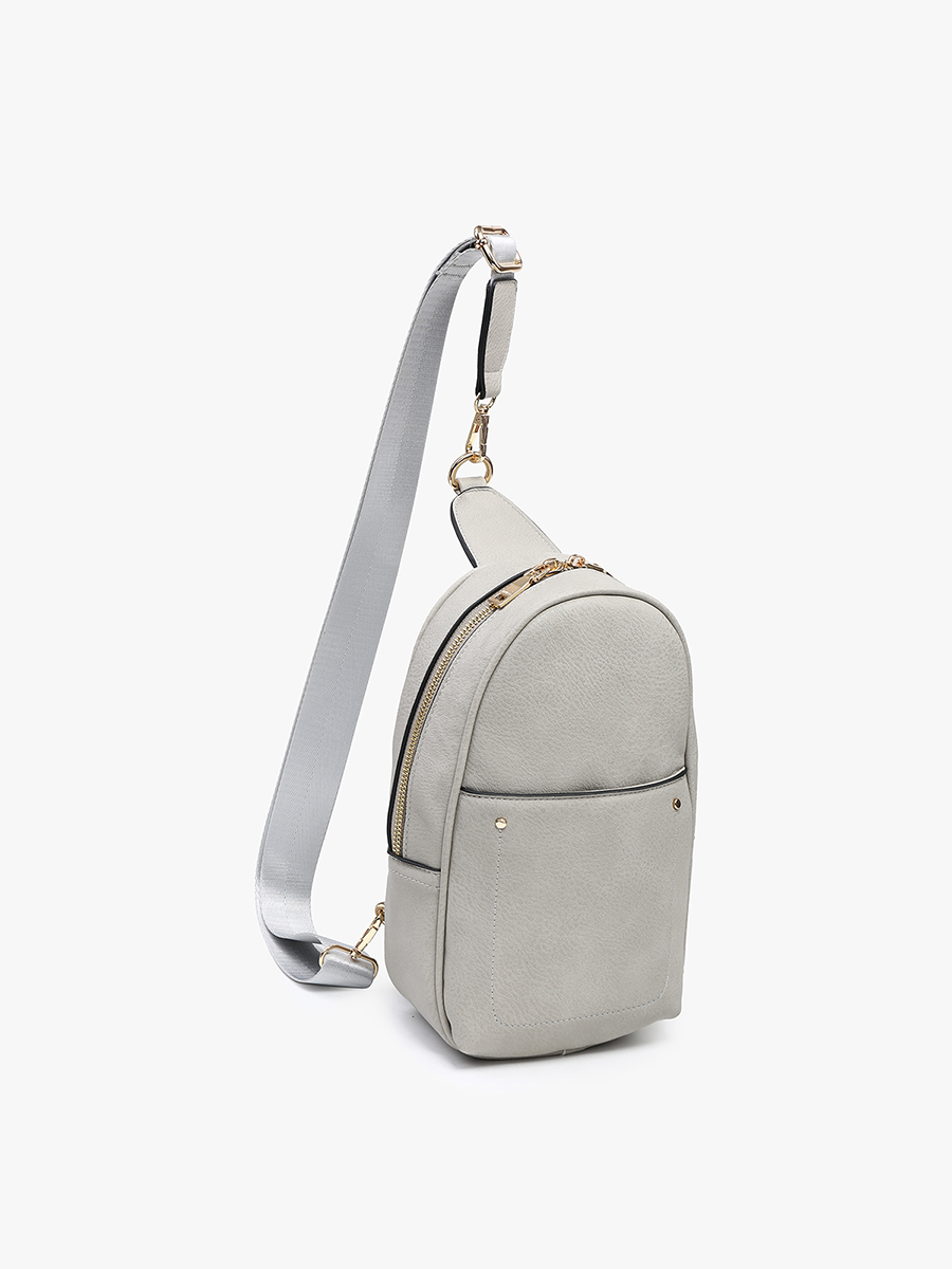 Sling Bag with Double Zip and Removable Strap