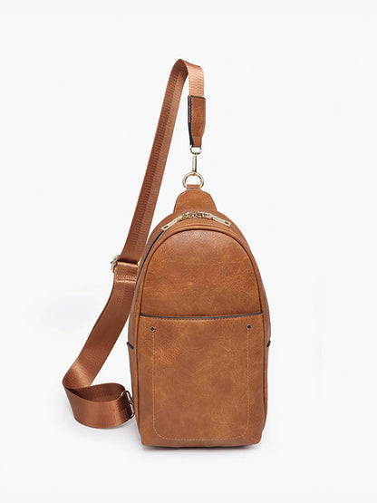 Sling Bag with Double Zip and Removable Strap