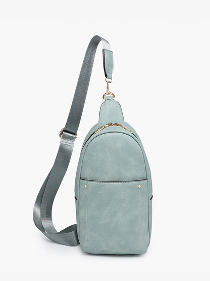 Sling Bag with Double Zip and Removable Strap