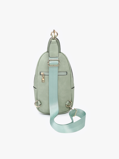 Sling Bag with Double Zip and Removable Strap