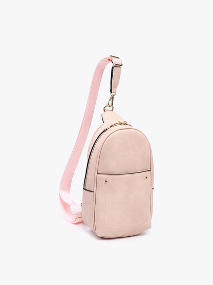 Sling Bag with Double Zip and Removable Strap