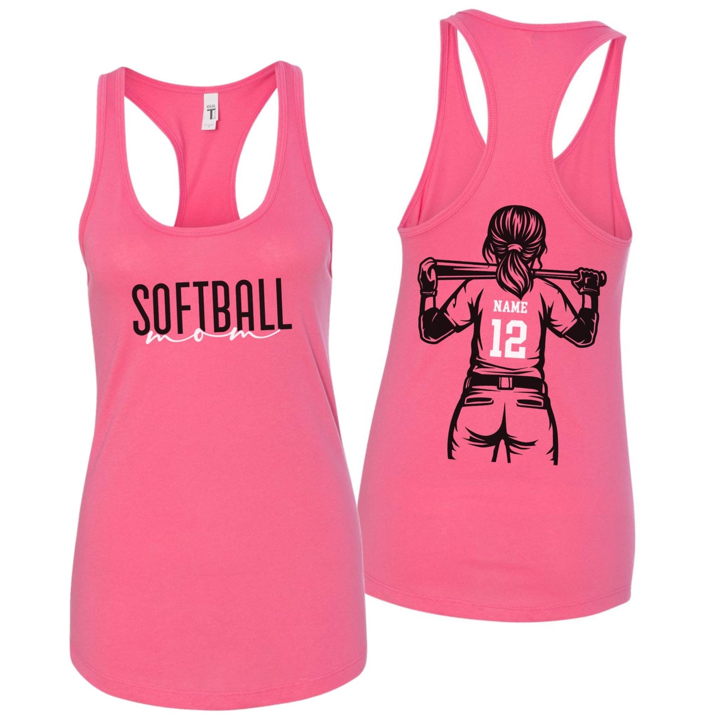 Custom Softball Racerback Tank Top - Player Graphic with Name and Number