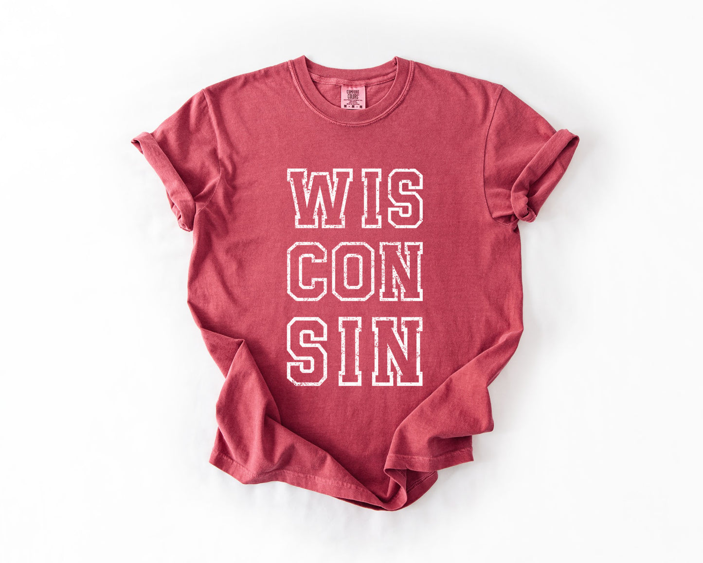 Wisconsin Varsity Style Comfort Colors Graphic Tee