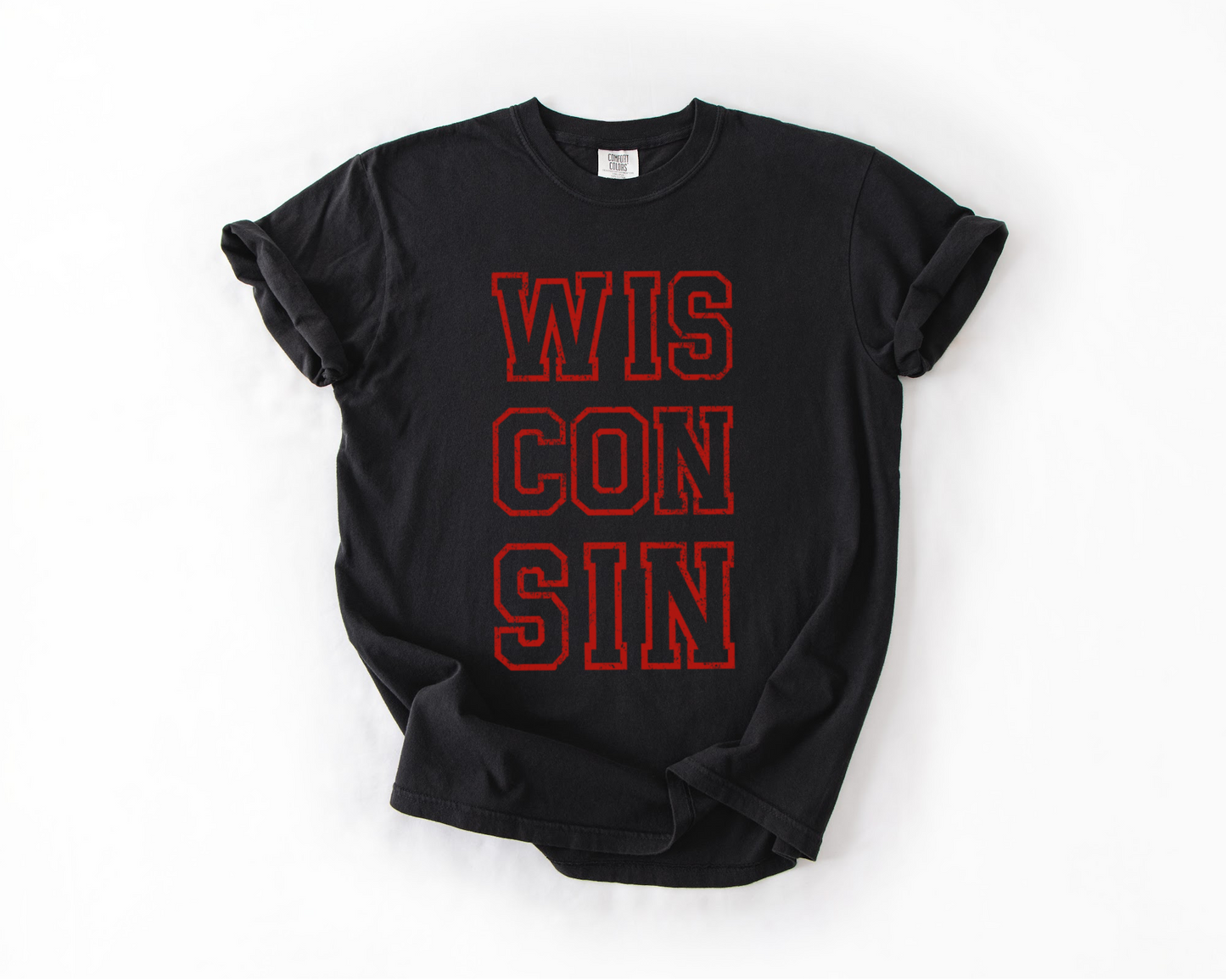 Wisconsin Varsity Style Comfort Colors Graphic Tee