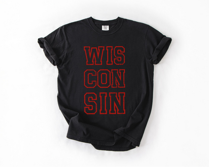 Wisconsin Varsity Style Comfort Colors Graphic Tee